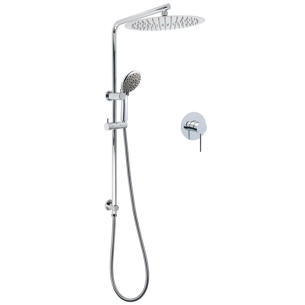 Chrome Dual Shower 12" Slim Rain Head 5 Modes Handheld Sliding Rail Inbuilt Diverter + Single Mixer - Furniture > Bathroom > Shower Heads & Screens - Rivercity House & Home Co. (ABN 18 642 972 209) - Affordable Modern Furniture Australia