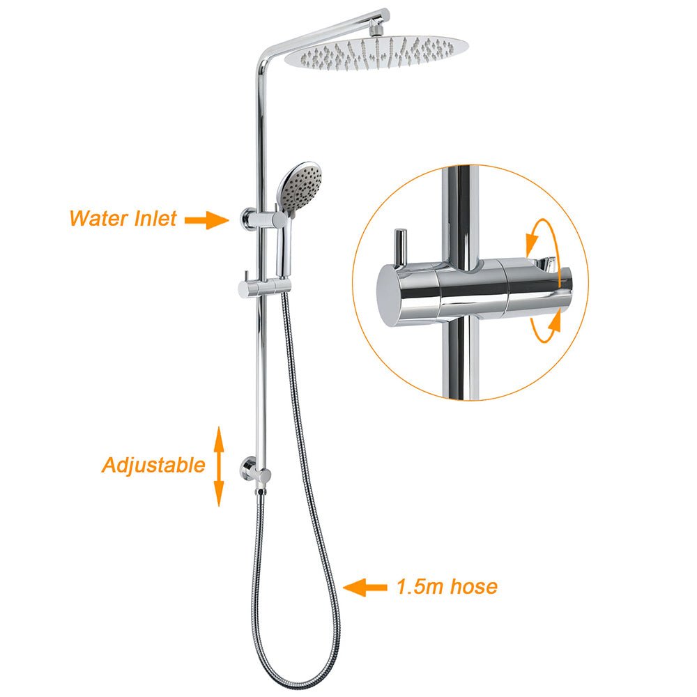 Chrome Dual Shower 12" Slim Rain Head 5 Modes Handheld Sliding Rail Inbuilt Diverter + Twin Taps - Furniture > Bathroom > Shower Heads & Screens - Rivercity House & Home Co. (ABN 18 642 972 209) - Affordable Modern Furniture Australia