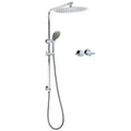 KYLINS Chrome 12" Dual Rain & Handheld Shower Set with Sliding Rail, Diverter & Twin Taps - Chrome