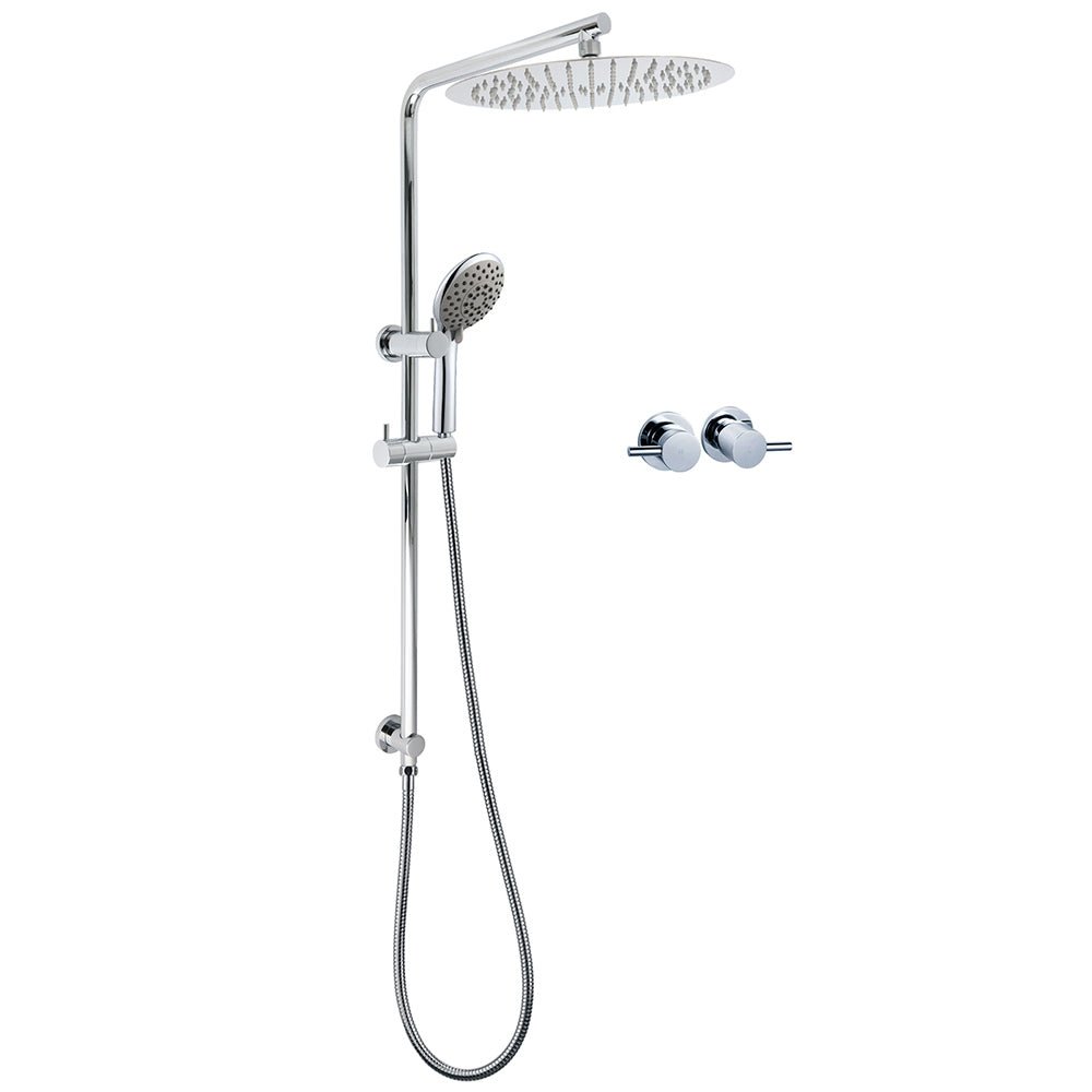 Chrome Dual Shower 12" Slim Rain Head 5 Modes Handheld Sliding Rail Inbuilt Diverter + Twin Taps - Furniture > Bathroom > Shower Heads & Screens - Rivercity House & Home Co. (ABN 18 642 972 209) - Affordable Modern Furniture Australia