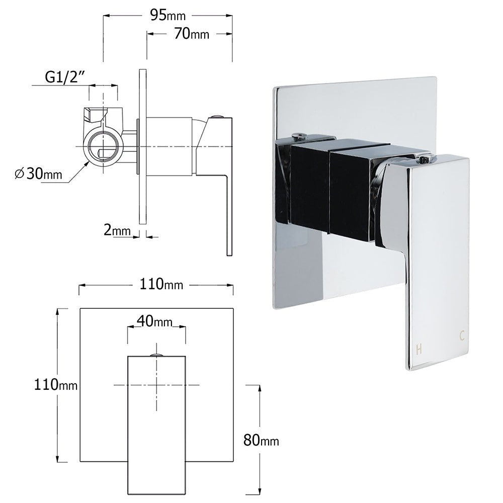 Chrome Dual Square Shower Set 16" Rain Shower Head 3 Function Handheld Rail Arm Mixer - Furniture > Bathroom > Shower Heads & Screens - Rivercity House & Home Co. (ABN 18 642 972 209) - Affordable Modern Furniture Australia