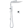16" Chrome Dual Square Rain Shower Set with 3-Function Handheld, Rail, Arm Mixer - Chrome