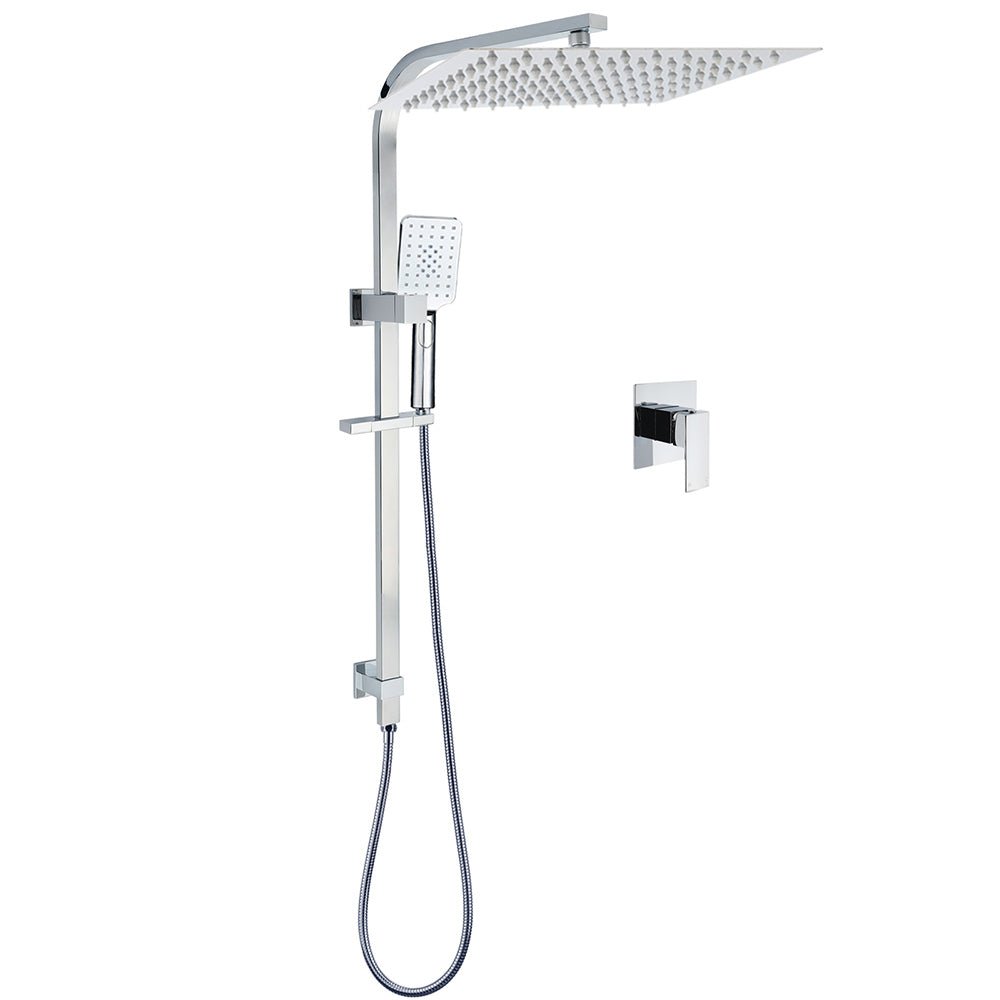 Chrome Dual Square Shower Set 16" Rain Shower Head 3 Function Handheld Rail Arm Mixer - Furniture > Bathroom > Shower Heads & Screens - Rivercity House & Home Co. (ABN 18 642 972 209) - Affordable Modern Furniture Australia