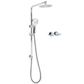 8" Chrome Round Rainfall Shower Head 3-Mode Handheld with Slide Rail & Twin Taps Set - Chrome