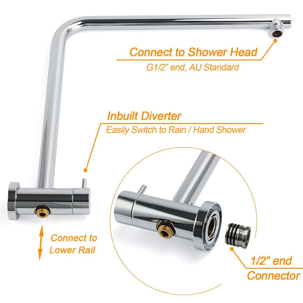 Chrome Round 8" Rainfall Shower Head 3 Modes Handheld Rose Silde Rail Twin Taps Set - Furniture > Bathroom > Shower Heads & Screens - Rivercity House & Home Co. (ABN 18 642 972 209) - Affordable Modern Furniture Australia