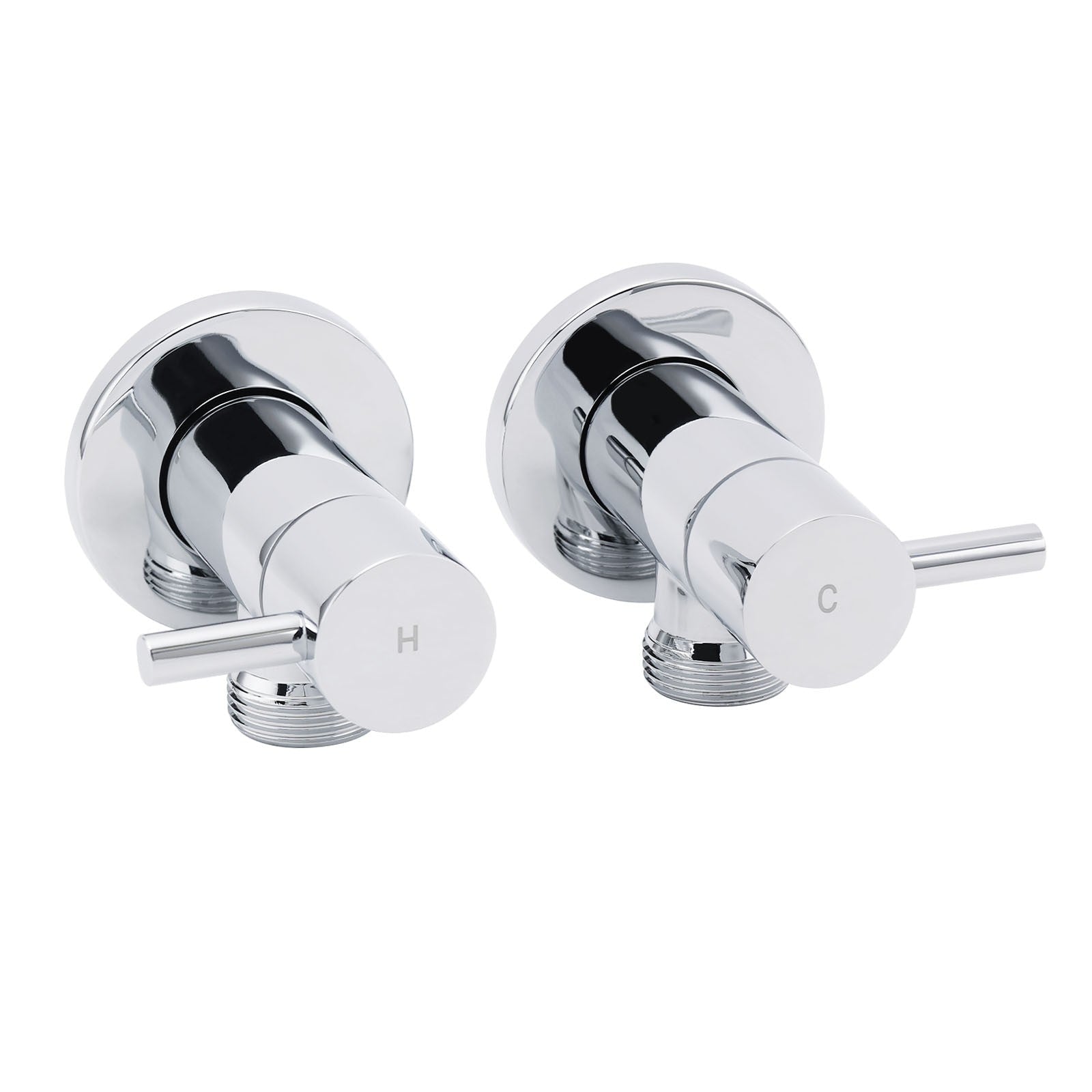Chrome Round Wall Mounted 1/4 Turn Hot Cold Tap Pair Set For Washing Machine - Furniture > Bathroom > Shower Heads & Screens - Rivercity House & Home Co. (ABN 18 642 972 209) - Affordable Modern Furniture Australia