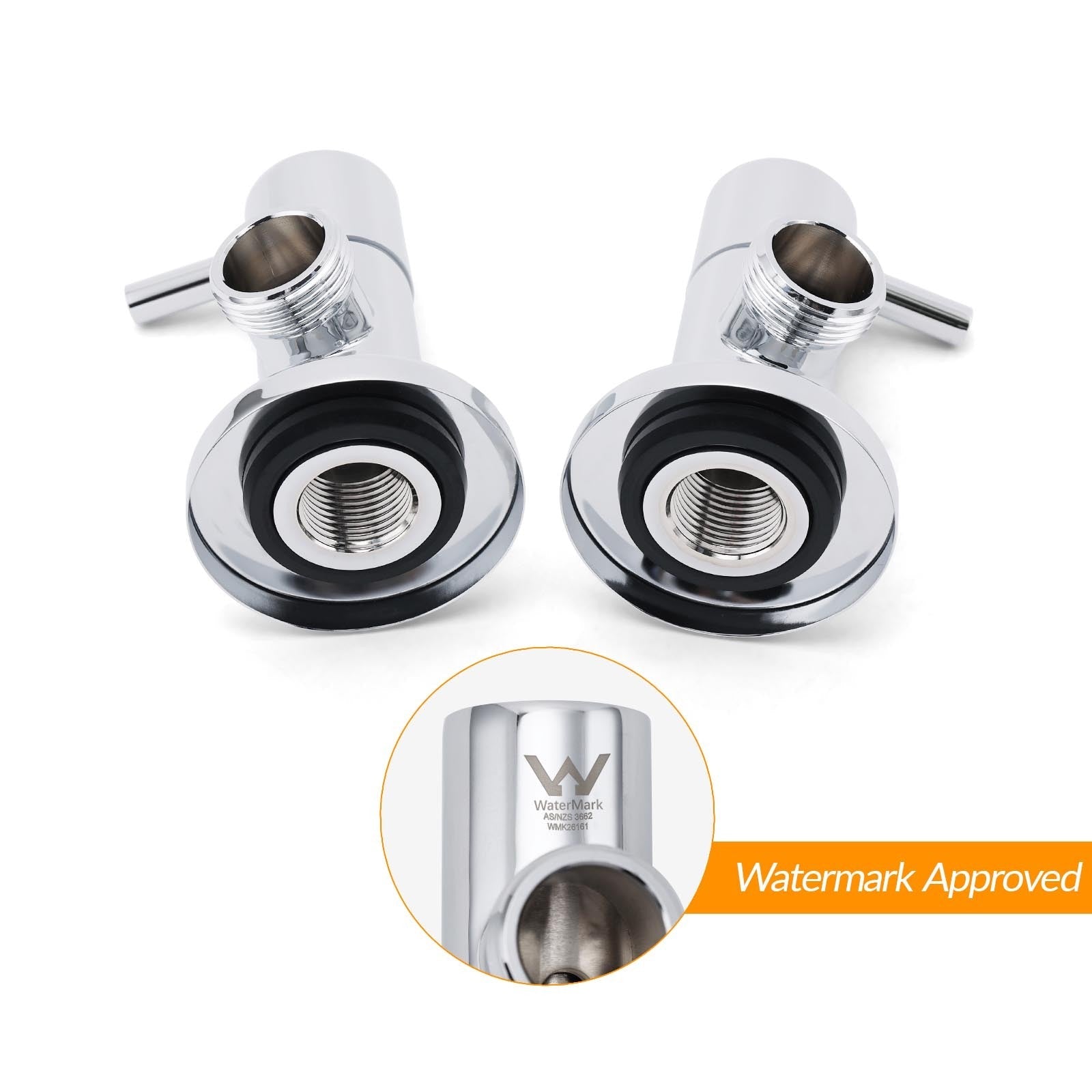 Chrome Round Wall Mounted 1/4 Turn Hot Cold Tap Pair Set For Washing Machine - Furniture > Bathroom > Shower Heads & Screens - Rivercity House & Home Co. (ABN 18 642 972 209) - Affordable Modern Furniture Australia