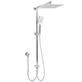 10" Chrome Square Twin Shower Head Handheld Sliding Rail Set with Wall Inlet Diverter - Chrome