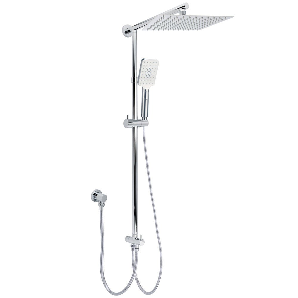 Chrome Square 10" Twin Shower Head Handheld Sliding Rail Set Wall Inlet Diverter - Furniture > Bathroom > Shower Heads & Screens - Rivercity House & Home Co. (ABN 18 642 972 209) - Affordable Modern Furniture Australia