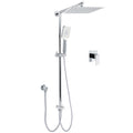 10" Chrome Twin Shower Head Handheld Sliding Rail Set with Mixer & Wall Inlet Elbow - Chrome