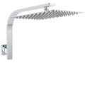 12" Chrome Square Rainfall Shower Head with Rose Brass Gooseneck Wall Arm Set - Chrome