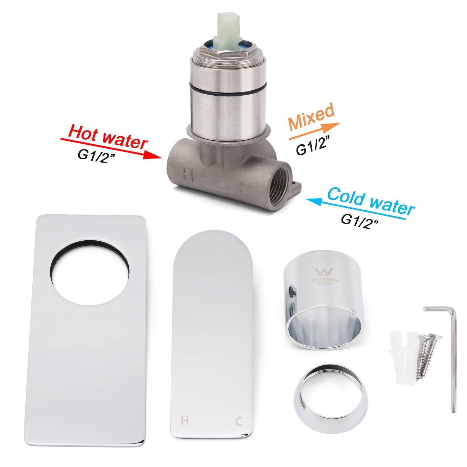 Chrome Square Lever Handle Shower Mixer Hot Cold Water Valve Watermark Standard - Furniture > Bathroom > Shower Heads & Screens - Rivercity House & Home Co. (ABN 18 642 972 209) - Affordable Modern Furniture Australia