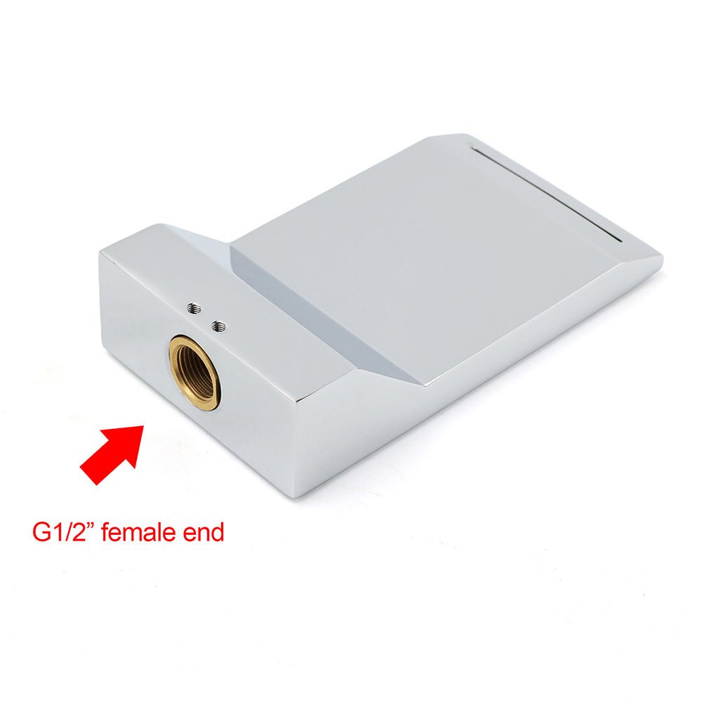 Chrome Square Shower Bath Tub Filler Waterfall Spout Faucet Outlet 1/2 Inch End - Furniture > Bathroom > Shower Heads & Screens - Rivercity House & Home Co. (ABN 18 642 972 209) - Affordable Modern Furniture Australia
