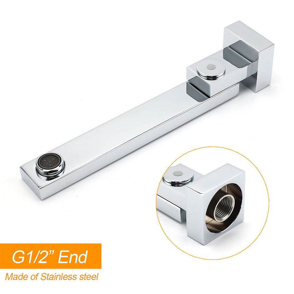 Chrome Square Stainless Steel Shower Bathtub Water Spout Faucet Outlet Tap 180° Swivel Set - Furniture > Bathroom > Shower Heads & Screens - Rivercity House & Home Co. (ABN 18 642 972 209) - Affordable Modern Furniture Australia