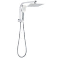 Chrome 8" Square Twin Rain Shower Set with 3-Mode Handheld Diverter Wall Arm - Chrome