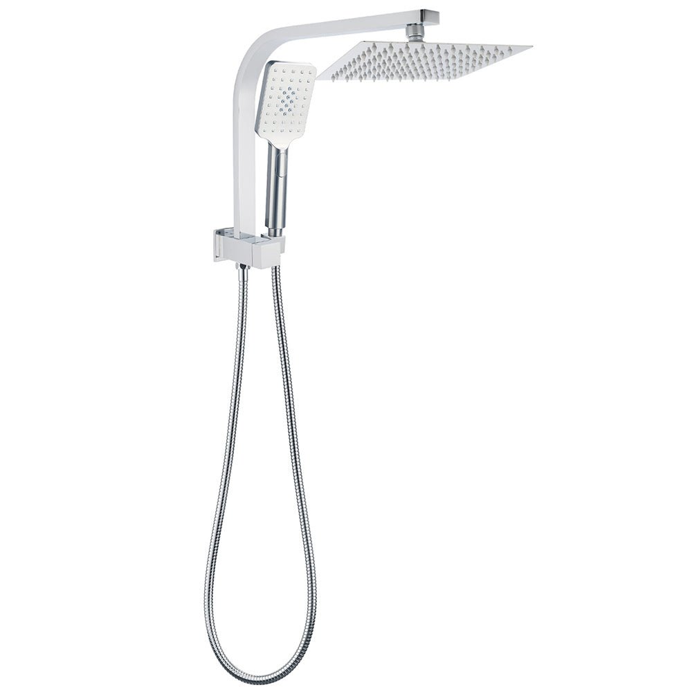 Chrome Square Twin Rain Shower 8" Head 3 Mode Handheld Diverter Wall Arm Set - Furniture > Bathroom > Shower Heads & Screens - Rivercity House & Home Co. (ABN 18 642 972 209) - Affordable Modern Furniture Australia
