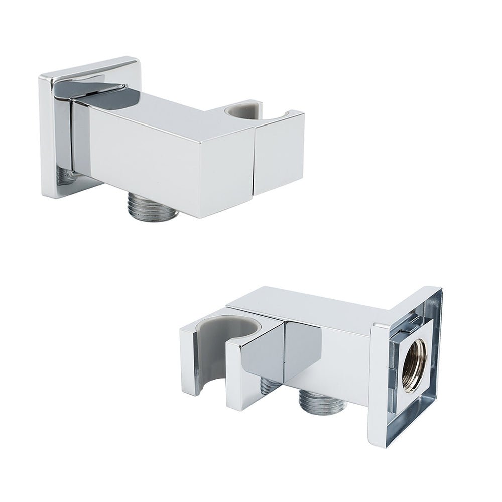 Chrome Square Water Inlet Shower Rose Bracket Swivel Holder Wall Elbow Connector G1/2" Thread - Furniture > Bathroom > Shower Heads & Screens - Rivercity House & Home Co. (ABN 18 642 972 209) - Affordable Modern Furniture Australia