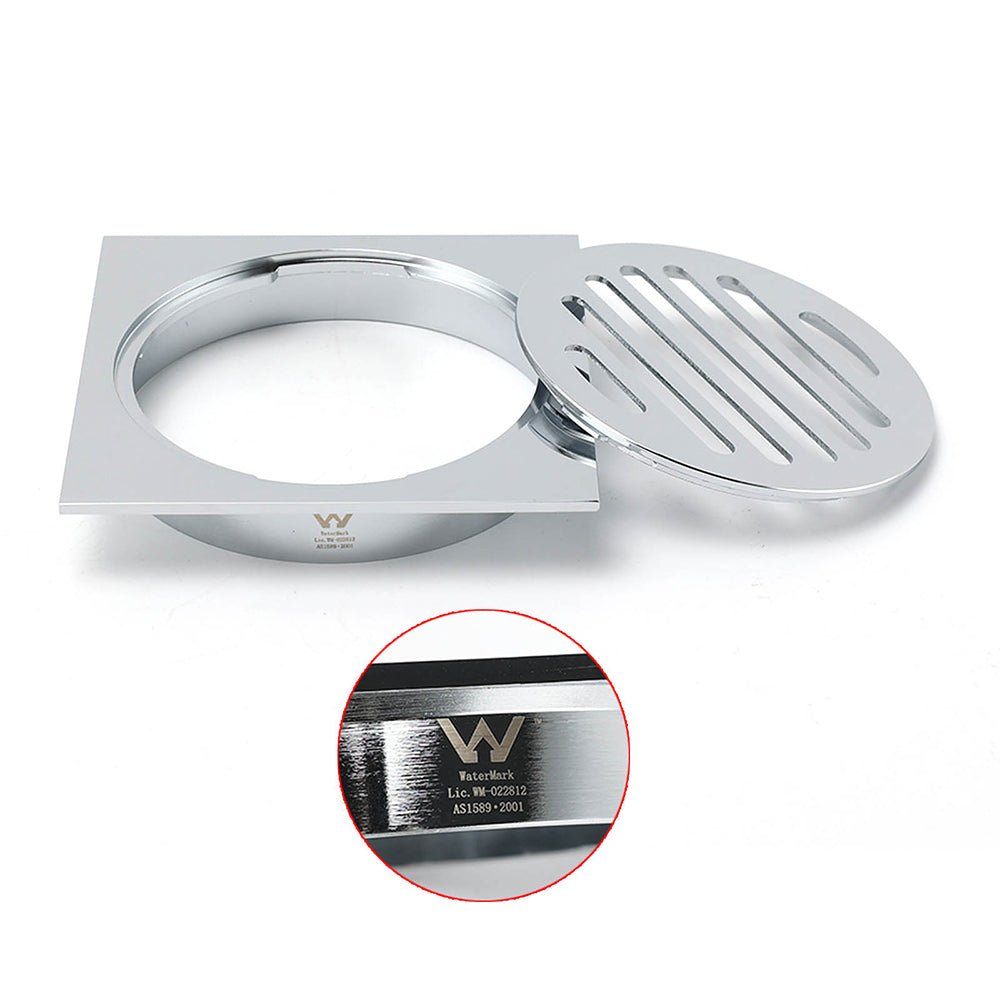 Chrome Stainless Steel 110mm Small Square Shower Grate Floor Drain 95mm Outlet - Furniture > Bathroom > Shower Heads & Screens - Rivercity House & Home Co. (ABN 18 642 972 209) - Affordable Modern Furniture Australia