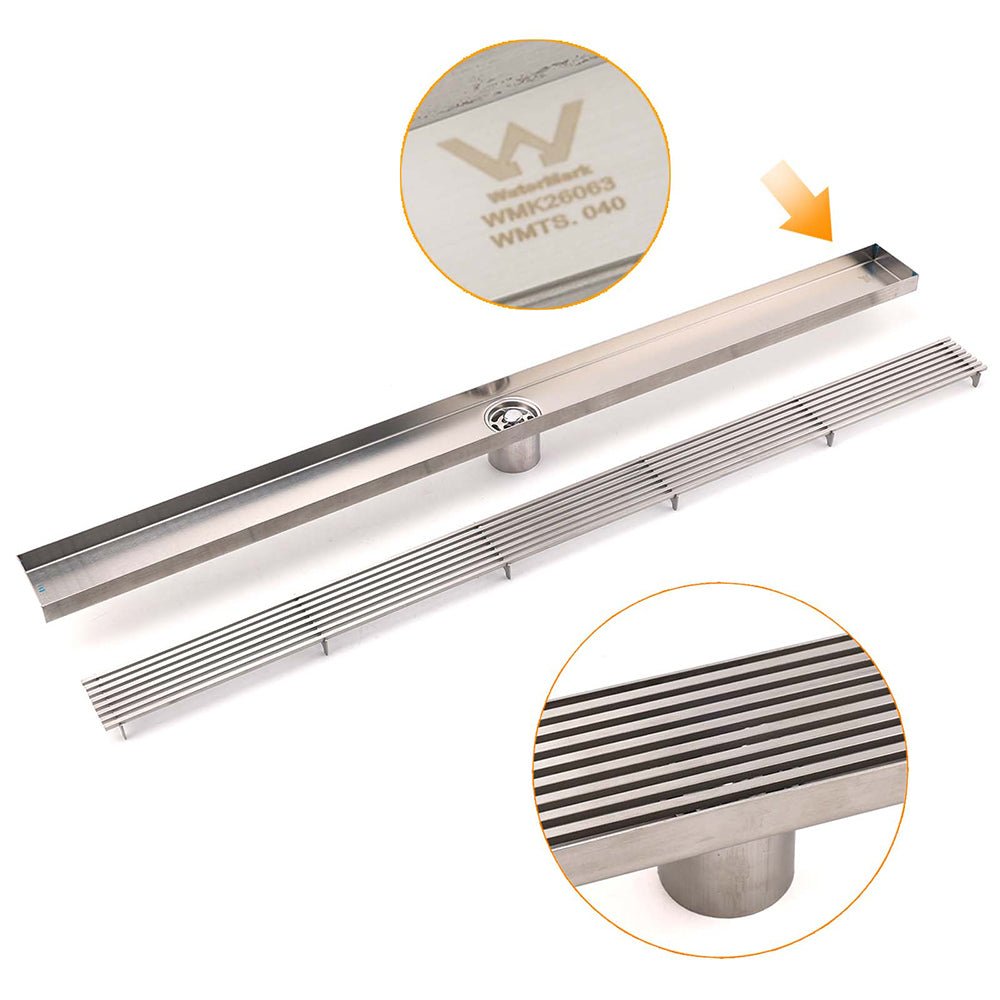Chrome Stainless Steel Shower Grate 600mm Sword Fence Floor Drain 50mm Outlet - Furniture > Bathroom > Shower Heads & Screens - Rivercity House & Home Co. (ABN 18 642 972 209) - Affordable Modern Furniture Australia