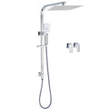 Chrome 12" Twin Square Rain Shower Set with 3-Function Handheld, Rail, Arm & Taps - Chrome