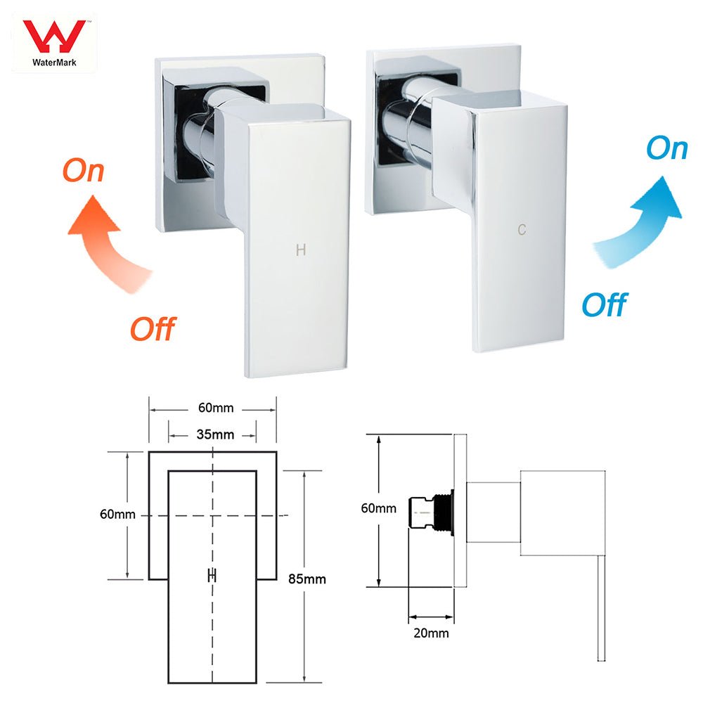 Chrome Twin Square Shower Set 12" Rain Shower Head 3 Function Handheld Rail Arm Taps - Furniture > Bathroom > Shower Heads & Screens - Rivercity House & Home Co. (ABN 18 642 972 209) - Affordable Modern Furniture Australia