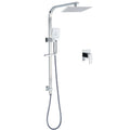 Chrome 8" Twin Square Rain Shower Set with 3-Function Handheld, Rail, Arm Mixer - Chrome