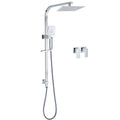 Chrome 8" Twin Square Rain Shower Set with 3-Function Handheld, Rail, and Taps - Chrome