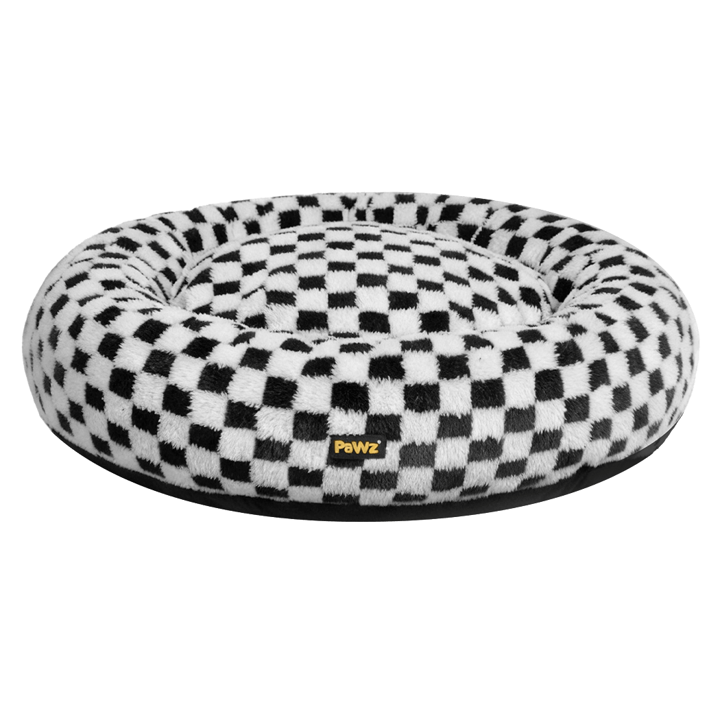 Circular Plush Calming Dog Bed with Removable Cover - Black & White - Rivercity House & Home Co. (ABN 18 642 972 209) - Affordable Modern Furniture Australia