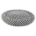 Circular Plush Calming Dog Bed with Removable Cover - Black & White