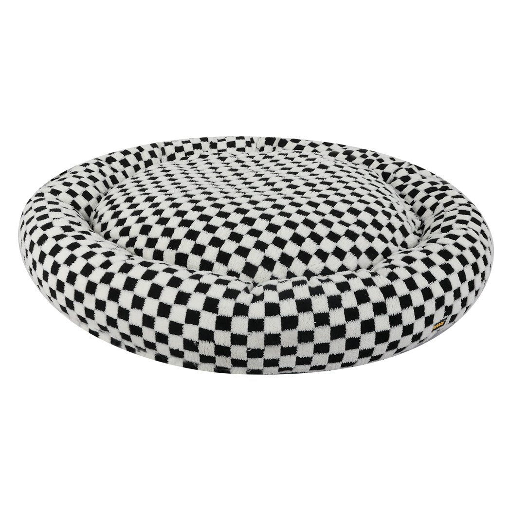Circular Plush Calming Dog Bed with Removable Cover - Black & White - Rivercity House & Home Co. (ABN 18 642 972 209) - Affordable Modern Furniture Australia