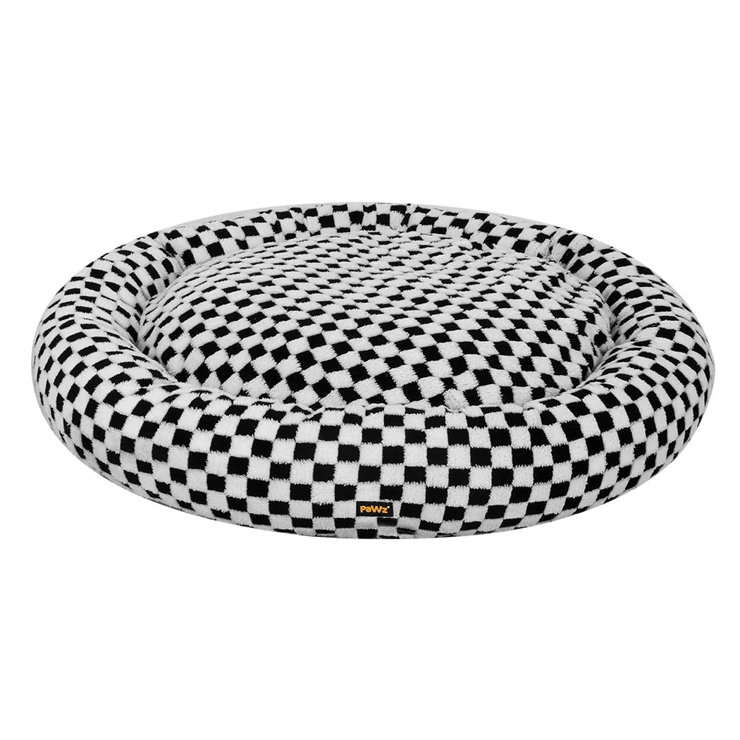 Circular Plush Calming Dog Bed with Removable Cover - Black & White - Rivercity House & Home Co. (ABN 18 642 972 209) - Affordable Modern Furniture Australia