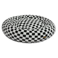 Circular Plush Calming Dog Bed with Removable Cover - Black & White
