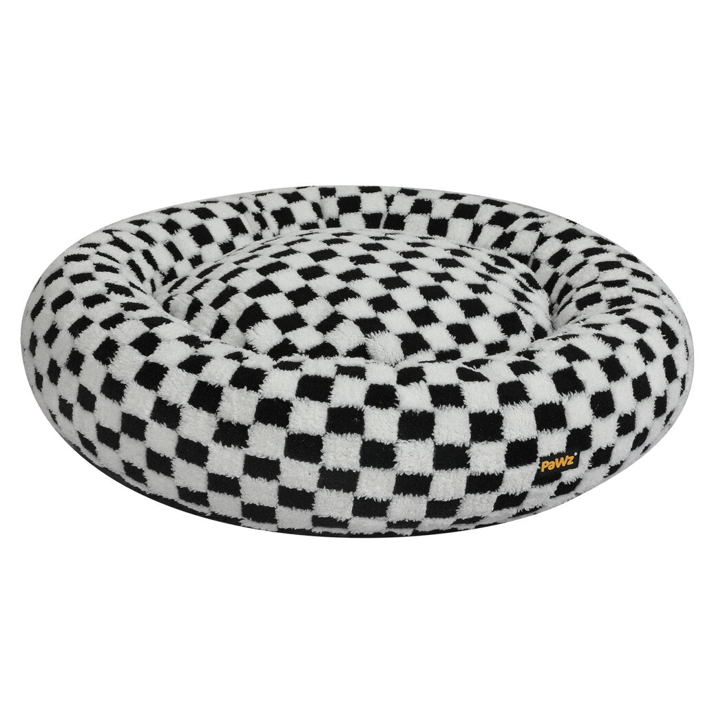 Circular Plush Calming Dog Bed with Removable Cover - Black & White - Rivercity House & Home Co. (ABN 18 642 972 209) - Affordable Modern Furniture Australia