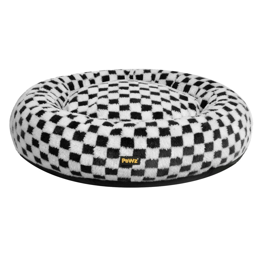 Circular Plush Calming Dog Bed with Removable Cover - Black & White - Rivercity House & Home Co. (ABN 18 642 972 209) - Affordable Modern Furniture Australia