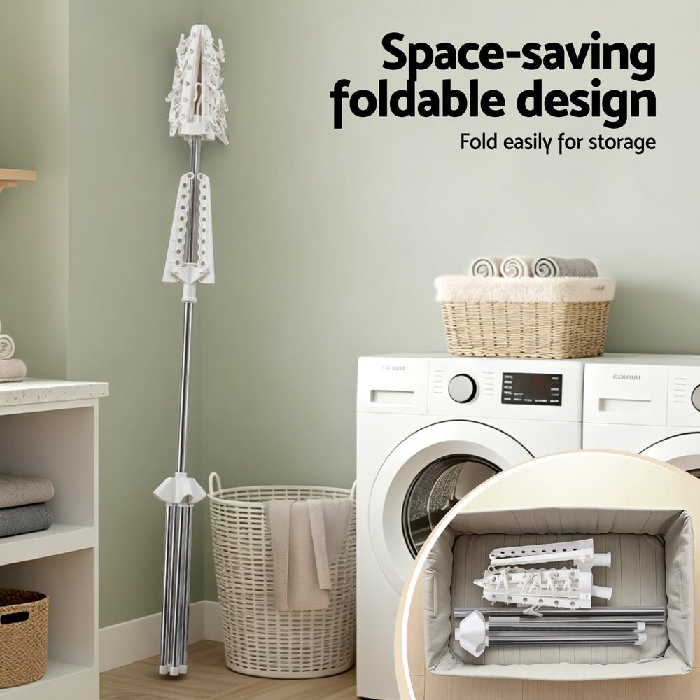 Clothes Rack Airer 2 Tier Rotatable Hanger Foldable - Furniture > Living Room > Coat Racks - Rivercity House & Home Co. (ABN 18 642 972 209) - Affordable Modern Furniture Australia