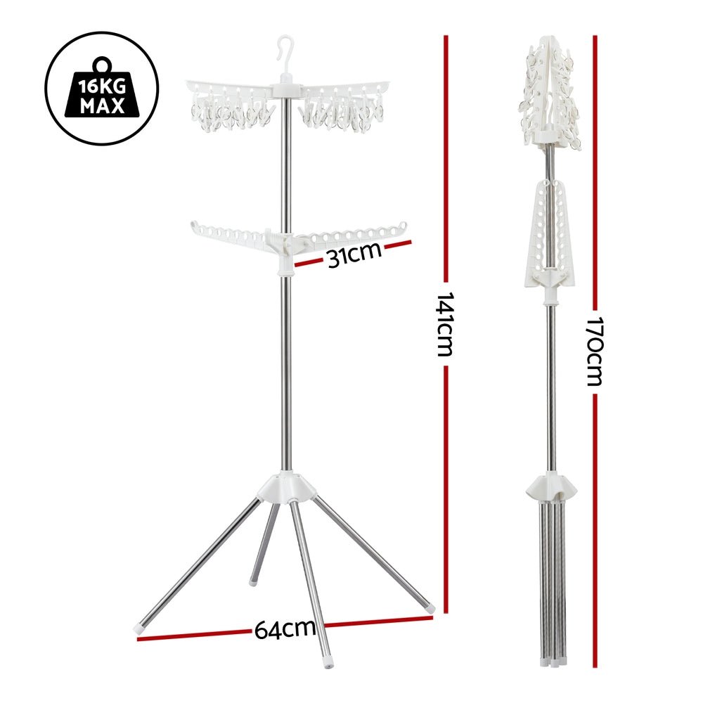 Clothes Rack Airer 2 Tier Rotatable Hanger Foldable - Furniture > Living Room > Coat Racks - Rivercity House & Home Co. (ABN 18 642 972 209) - Affordable Modern Furniture Australia