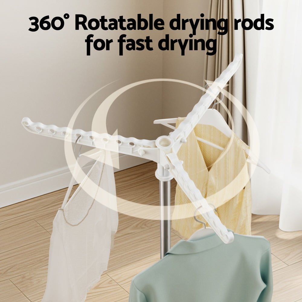 Clothes Rack Airer 2 Tier Rotatable Hanger Foldable - Furniture > Living Room > Coat Racks - Rivercity House & Home Co. (ABN 18 642 972 209) - Affordable Modern Furniture Australia