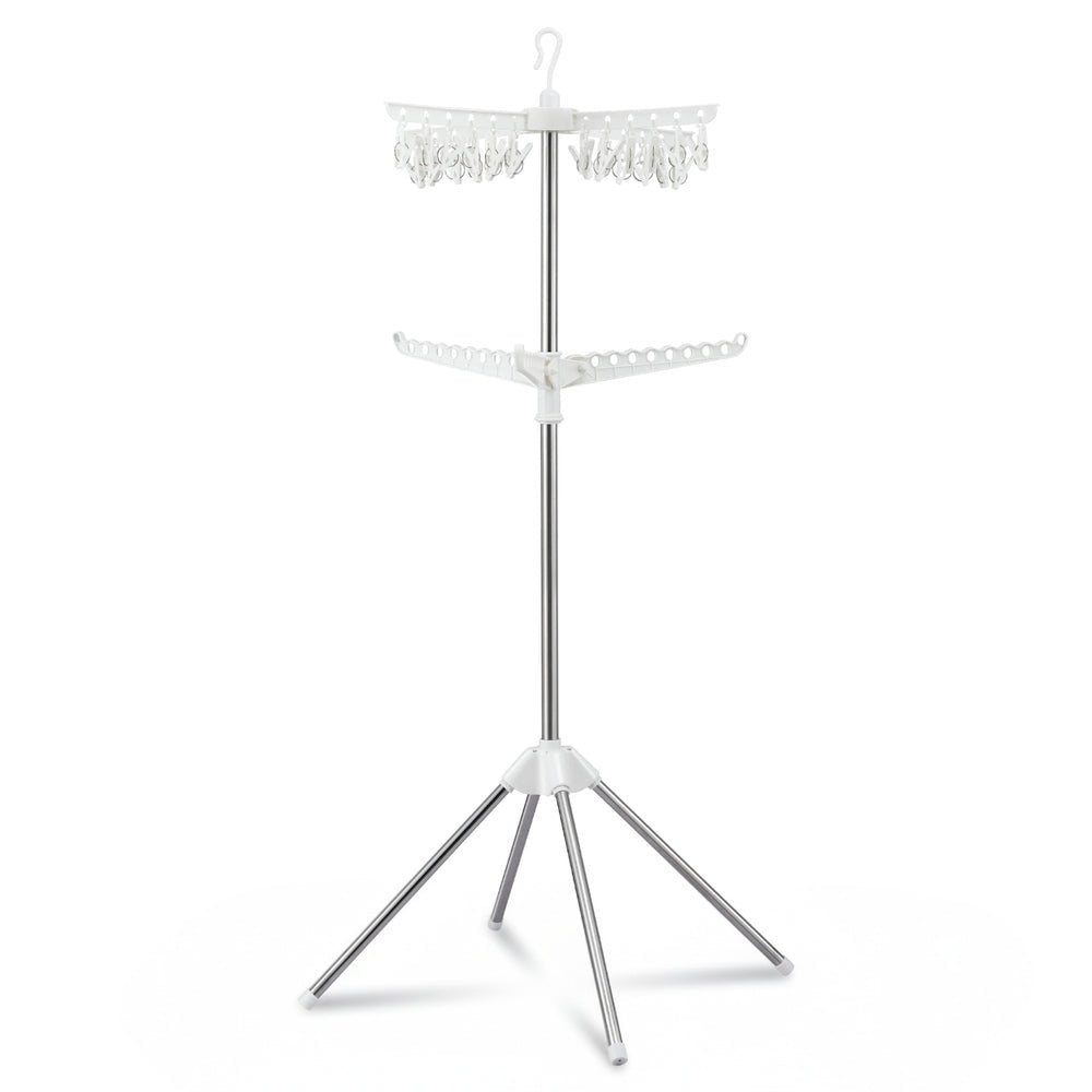 Clothes Rack Airer 2 Tier Rotatable Hanger Foldable - Furniture > Living Room > Coat Racks - Rivercity House & Home Co. (ABN 18 642 972 209) - Affordable Modern Furniture Australia