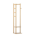 Bamboo Clothes Rack 3-in-1 Coat Stand with Shelf and Hooks - Bamboo
