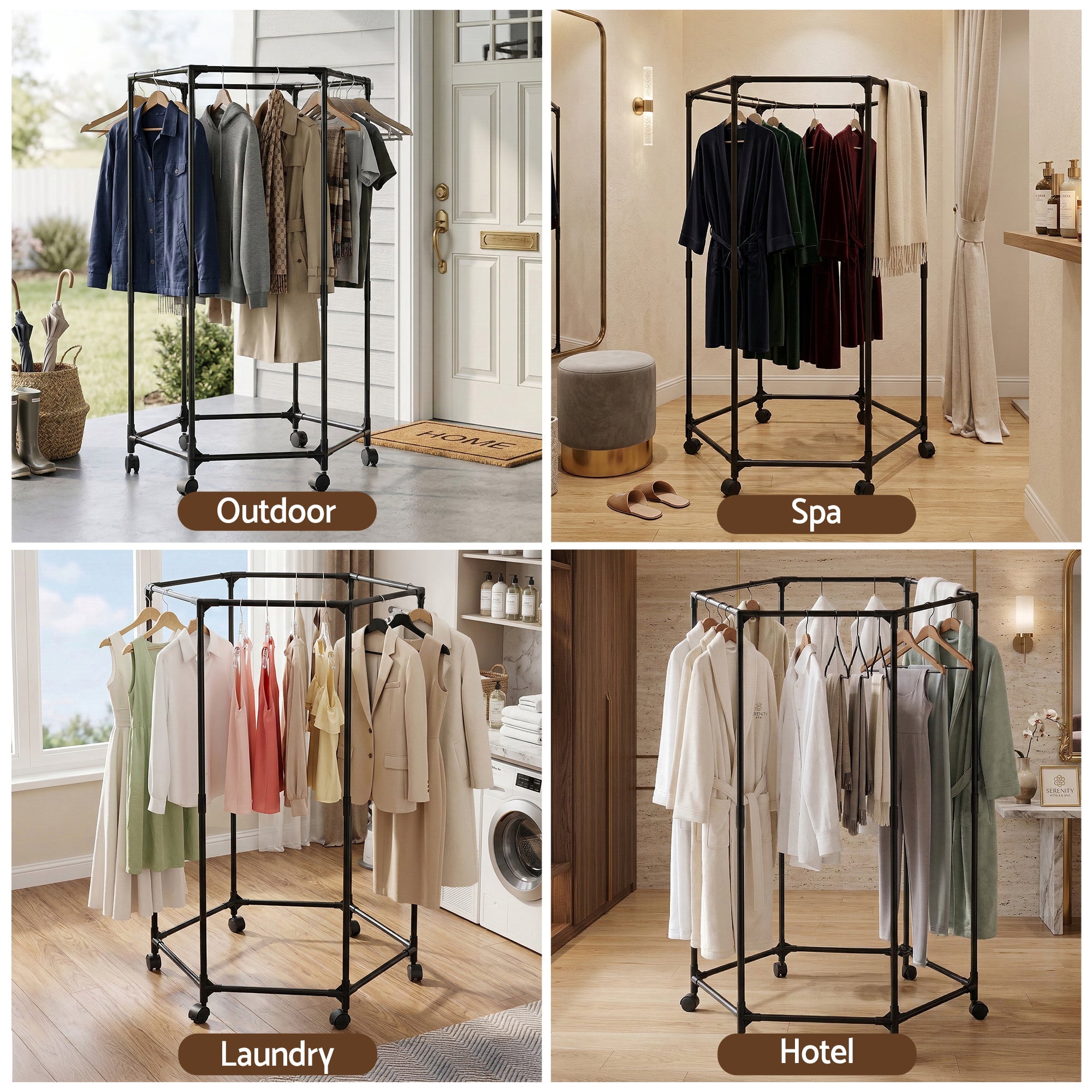 Clothes Rack Airer Rail Coat Stand Wheels 6 Rods - Furniture > Living Room > Coat Racks - Rivercity House & Home Co. (ABN 18 642 972 209) - Affordable Modern Furniture Australia