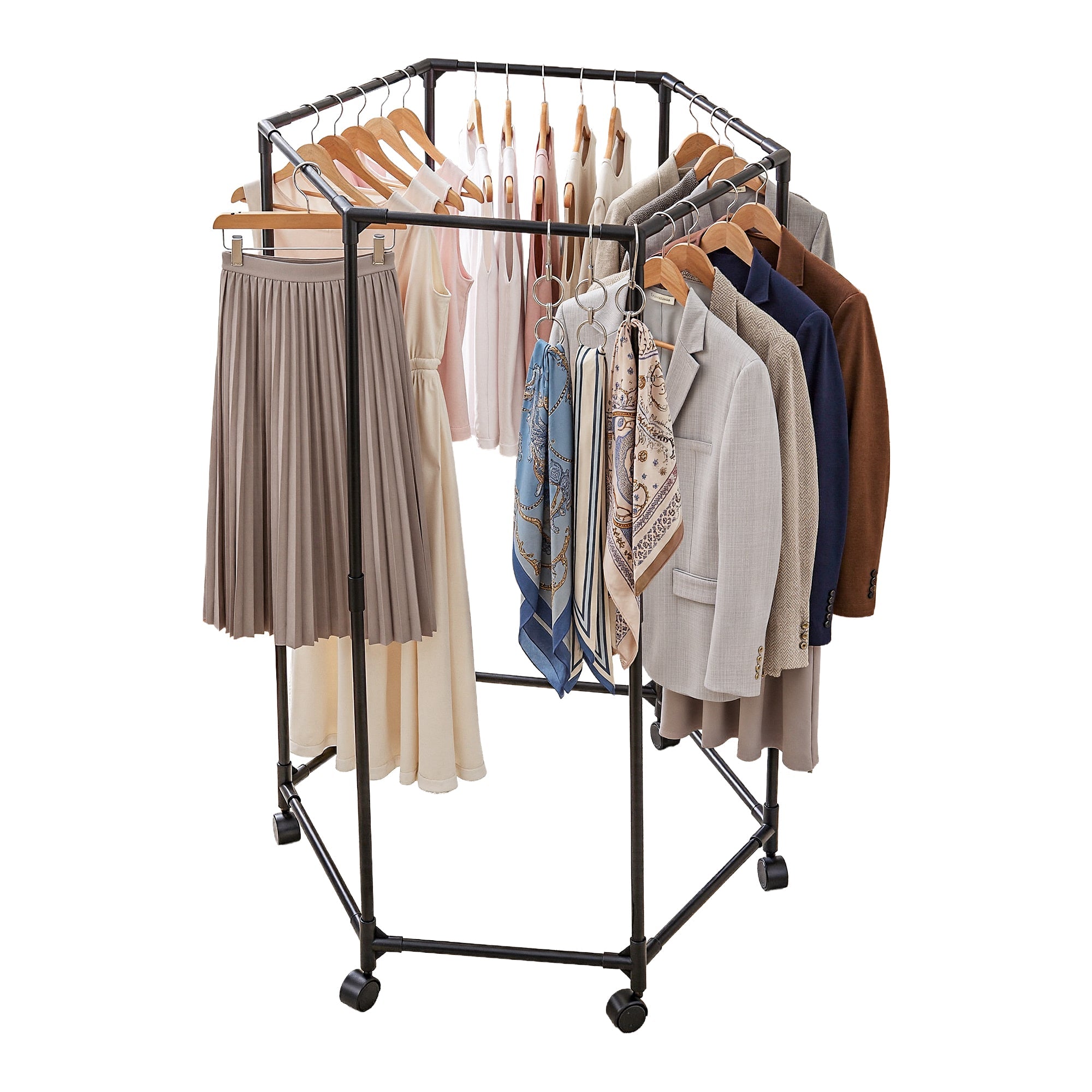 Clothes Rack Airer Rail Coat Stand Wheels 6 Rods - Furniture > Living Room > Coat Racks - Rivercity House & Home Co. (ABN 18 642 972 209) - Affordable Modern Furniture Australia