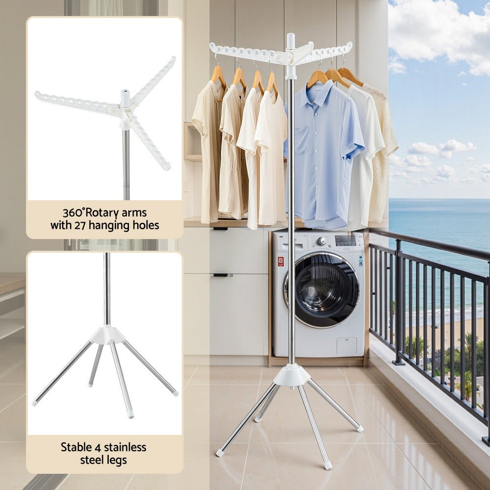 Clothes Rack Airer Rotatable Hanger Foldable 163cm - Furniture > Living Room > Coat Racks - Rivercity House & Home Co. (ABN 18 642 972 209) - Affordable Modern Furniture Australia