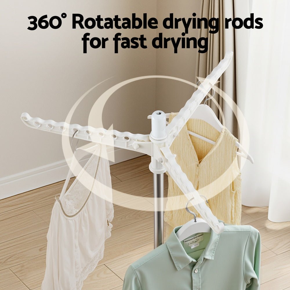 Clothes Rack Airer Rotatable Hanger Foldable 163cm - Furniture > Living Room > Coat Racks - Rivercity House & Home Co. (ABN 18 642 972 209) - Affordable Modern Furniture Australia