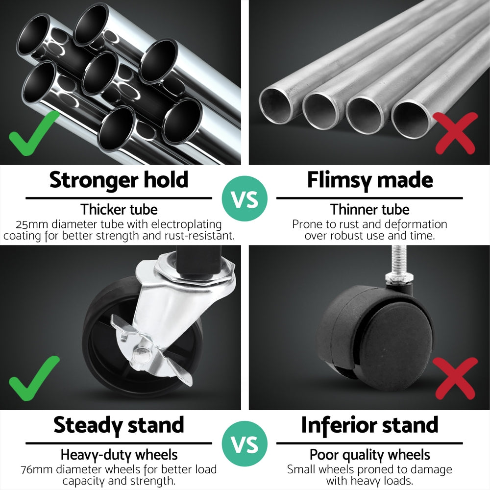 Clothes Rack Double Rod Airer Rail Coat Stand Adjustable Hanger - Furniture > Living Room > Coat Racks - Rivercity House & Home Co. (ABN 18 642 972 209) - Affordable Modern Furniture Australia