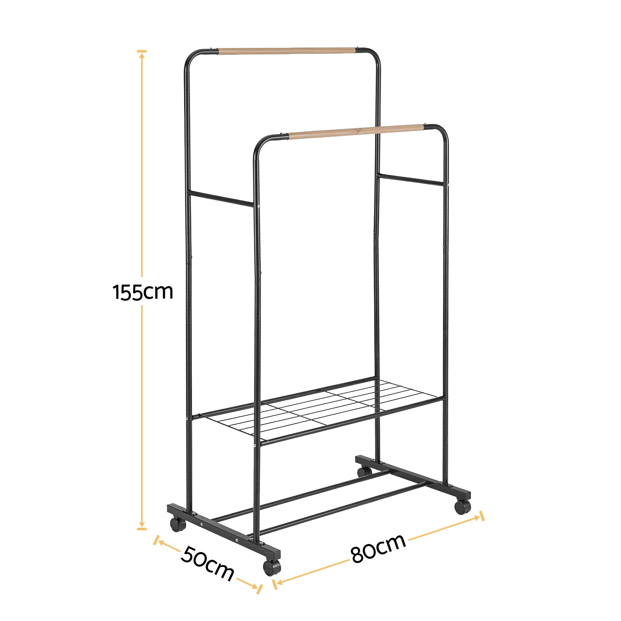 Clothes Rack Double Rod Airer Rail Coat Stand Hanger Storage Shelf - Furniture > Living Room > Coat Racks - Rivercity House & Home Co. (ABN 18 642 972 209) - Affordable Modern Furniture Australia