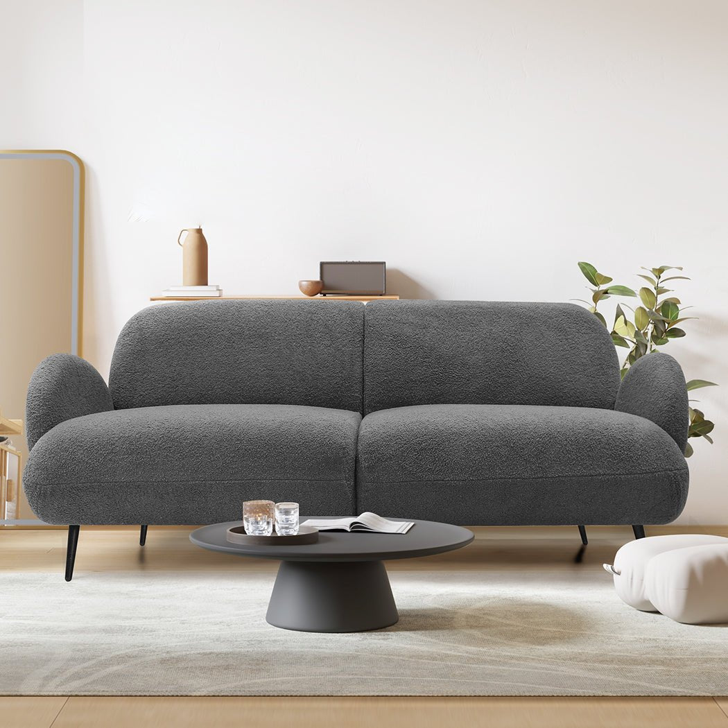 Cloud 3 - Seater Sofa with Sherpa Fleece Upholstery - Beige - Rivercity House & Home Co. (ABN 18 642 972 209) - Affordable Modern Furniture Australia
