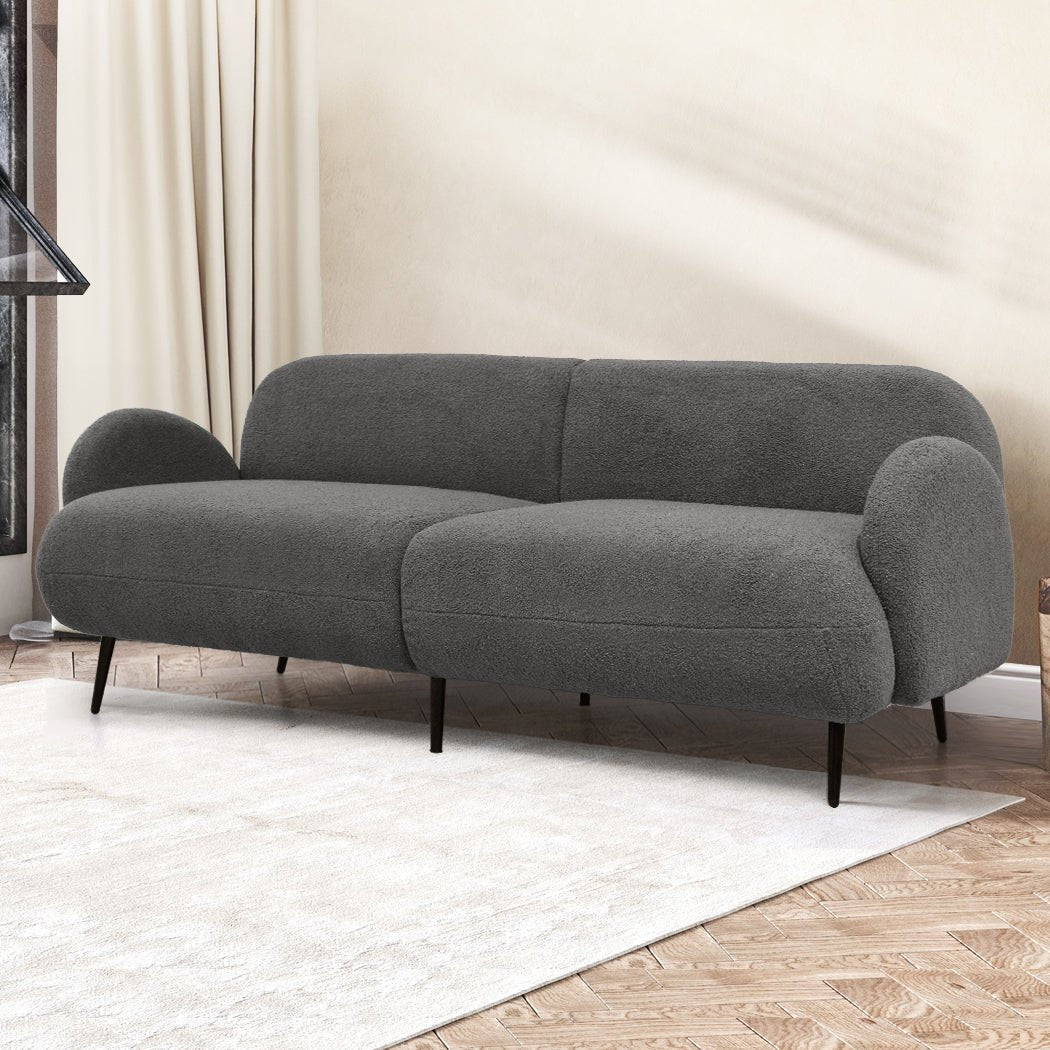 Cloud 3 - Seater Sofa with Sherpa Fleece Upholstery - Beige - Rivercity House & Home Co. (ABN 18 642 972 209) - Affordable Modern Furniture Australia