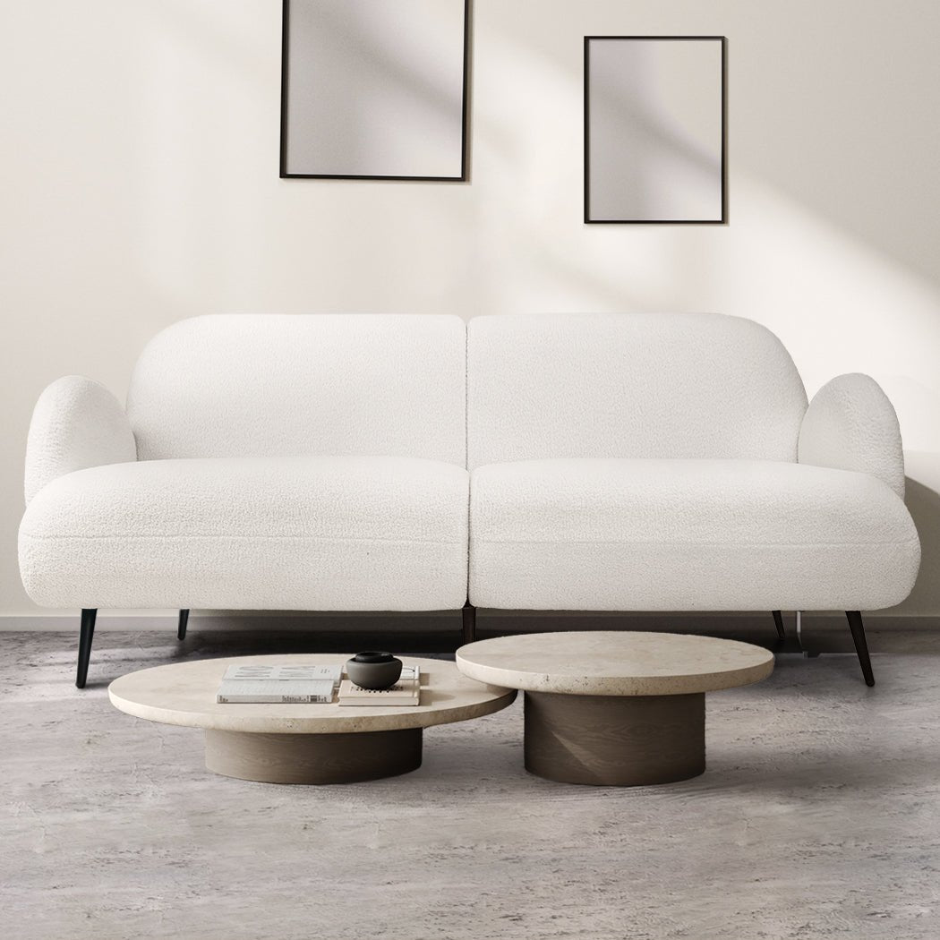 Cloud 3 - Seater Sofa with Sherpa Fleece Upholstery - White - Rivercity House & Home Co. (ABN 18 642 972 209) - Affordable Modern Furniture Australia