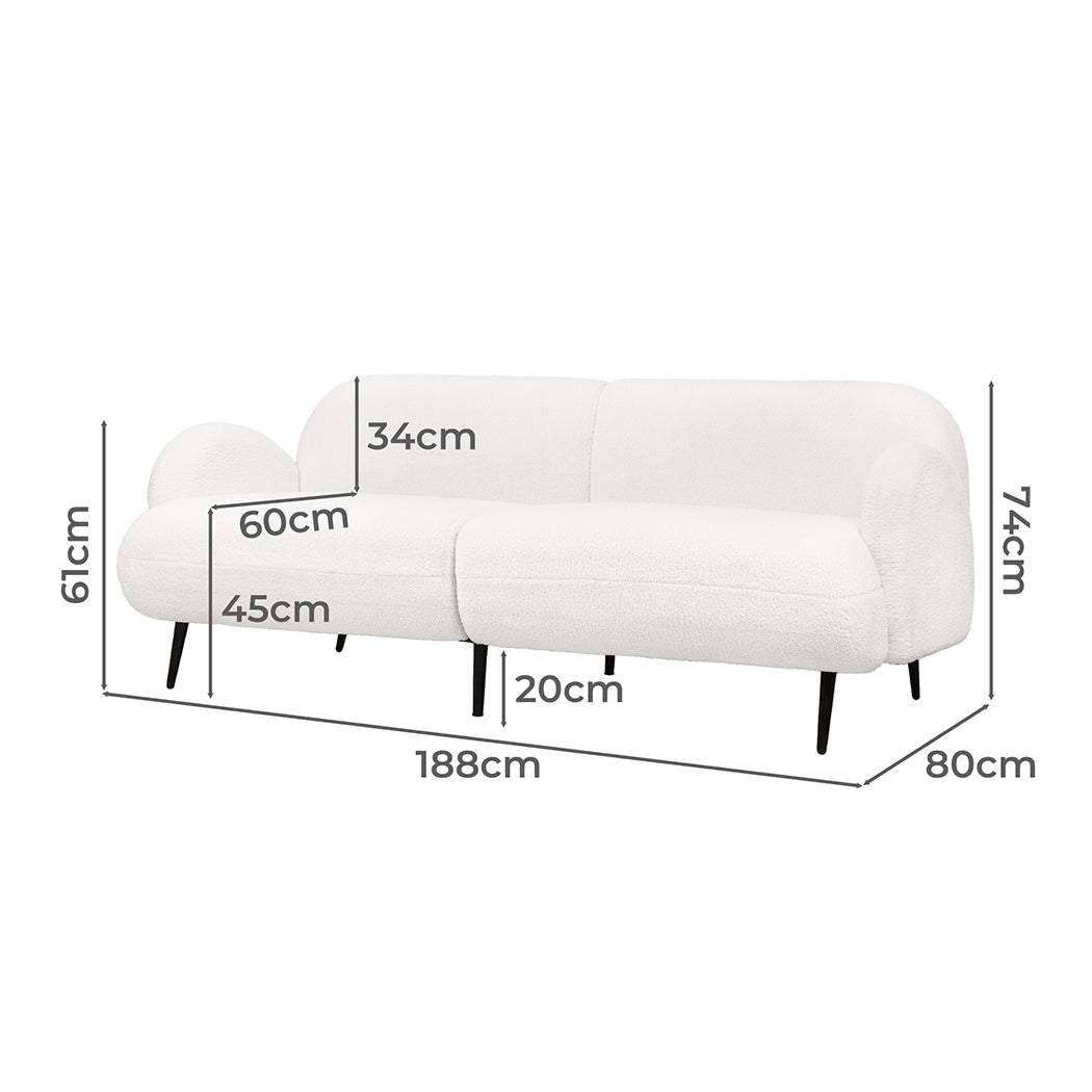 Cloud 3 - Seater Sofa with Sherpa Fleece Upholstery - White - Rivercity House & Home Co. (ABN 18 642 972 209) - Affordable Modern Furniture Australia