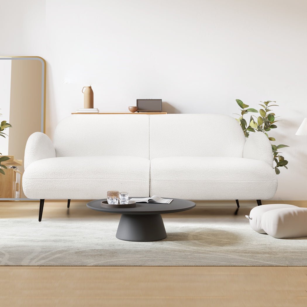 Cloud 3 - Seater Sofa with Sherpa Fleece Upholstery - White - Rivercity House & Home Co. (ABN 18 642 972 209) - Affordable Modern Furniture Australia